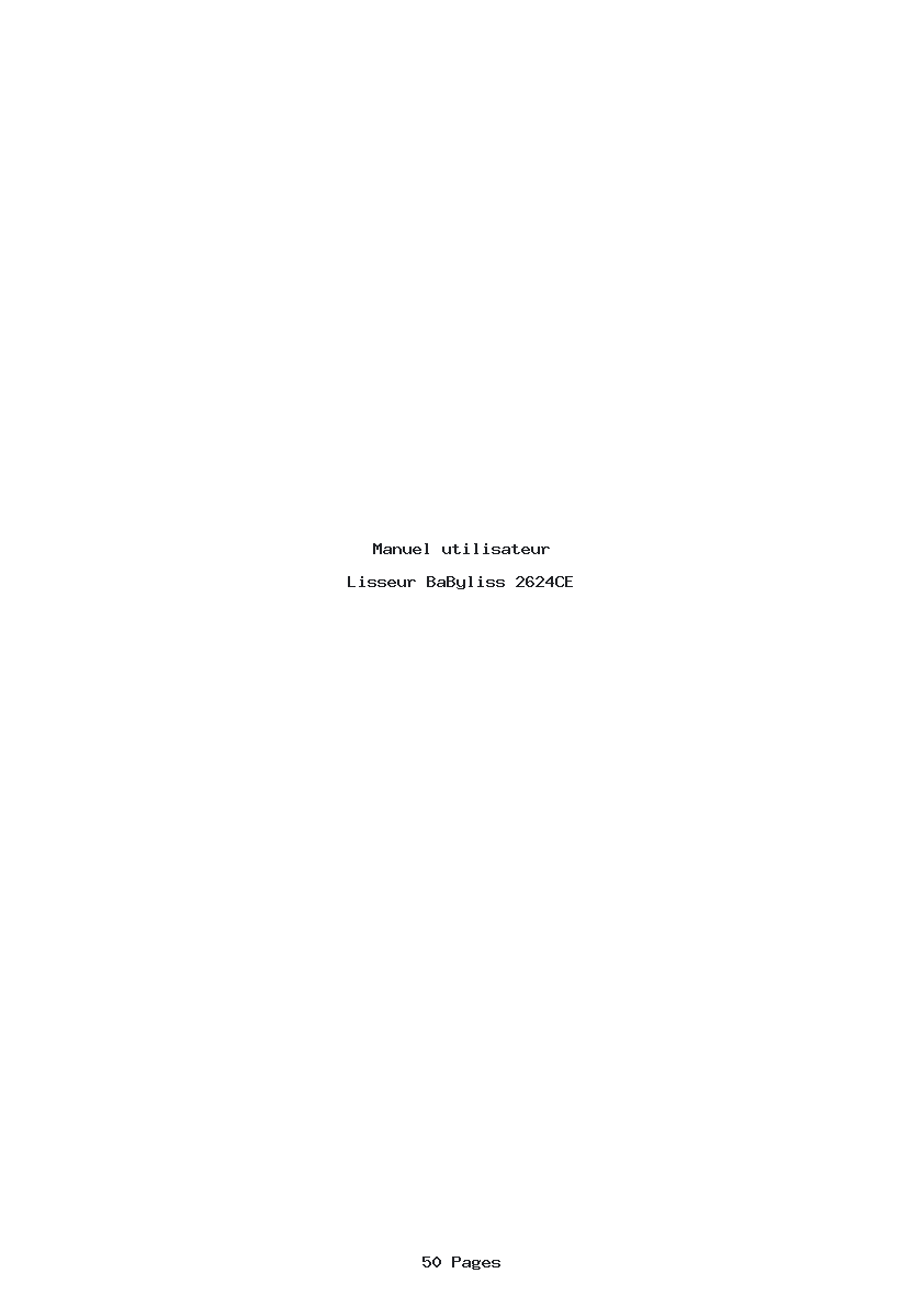Page 1 de la notice Manuel utilisateur BaByliss 2624CE