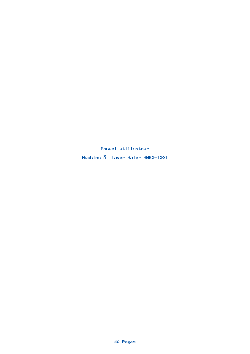 Page 1 de la notice Manuel utilisateur Haier HW60-1001