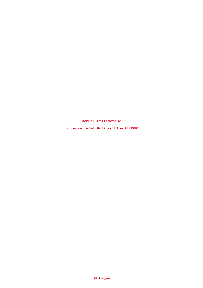 Page 1 de la notice Manuel utilisateur Tefal ActiFry Plus GH8060