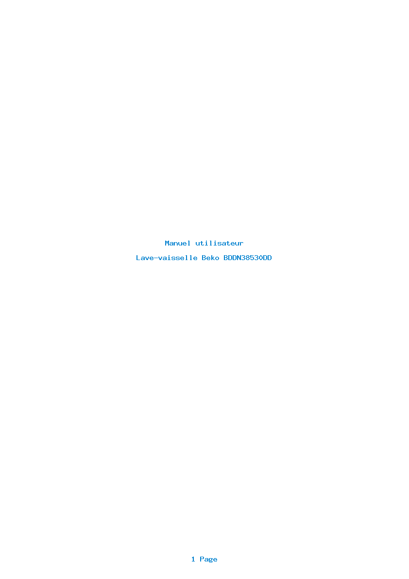 Page 1 de la notice Manuel utilisateur Beko BDDN38530DD