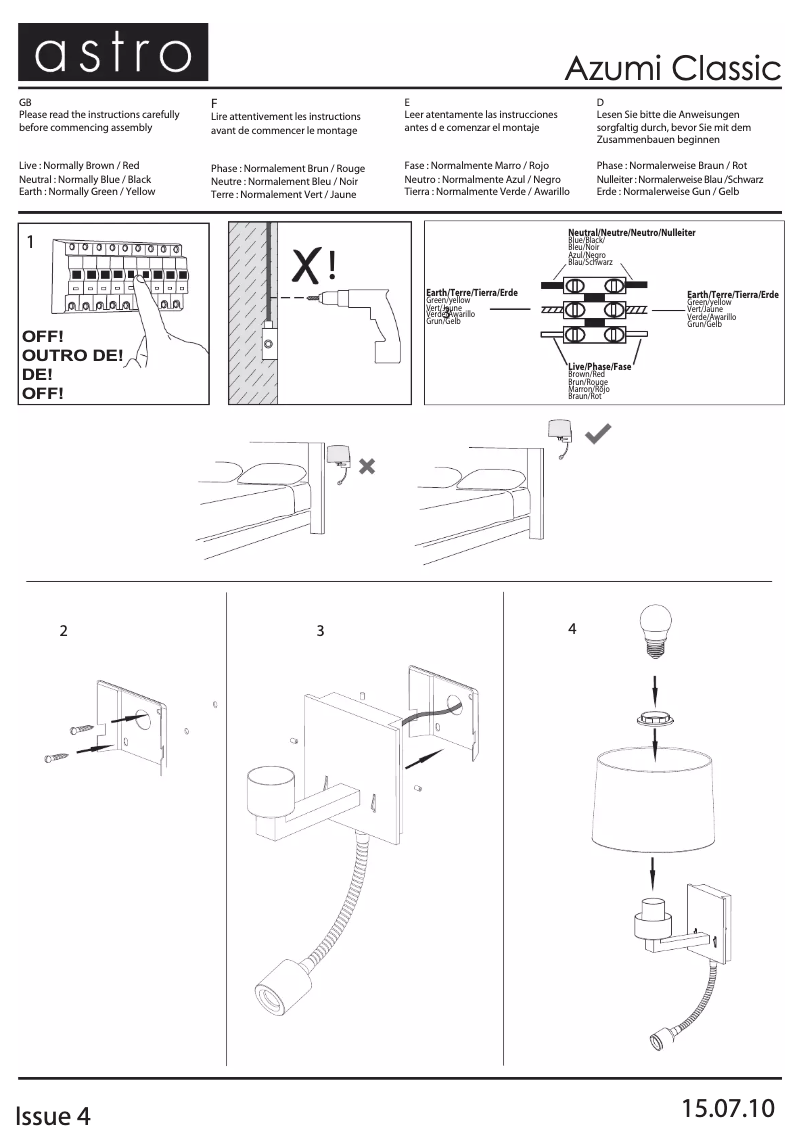 Page 1 de la notice Manuel utilisateur Astro Azumi LED Classic