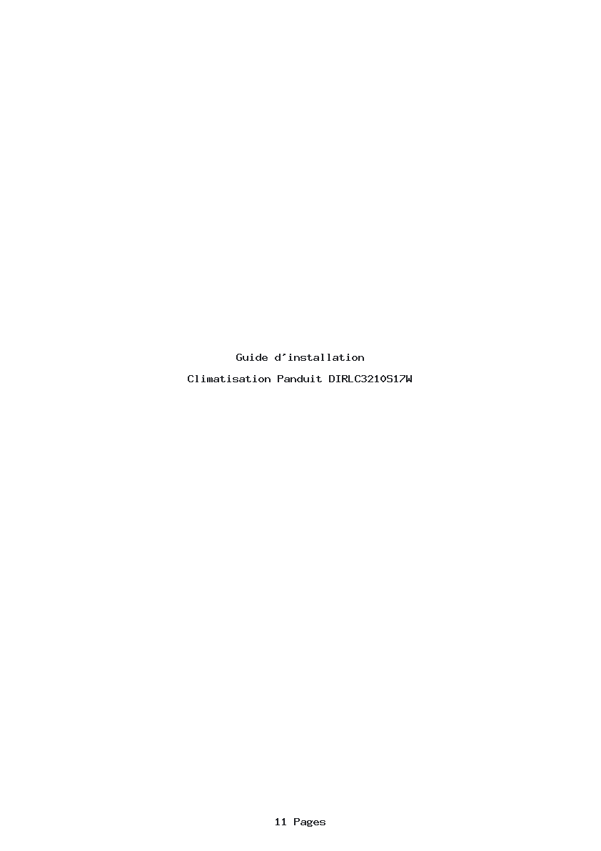 Page 1 de la notice Guide d'installation Panduit DIRLC3210S17W