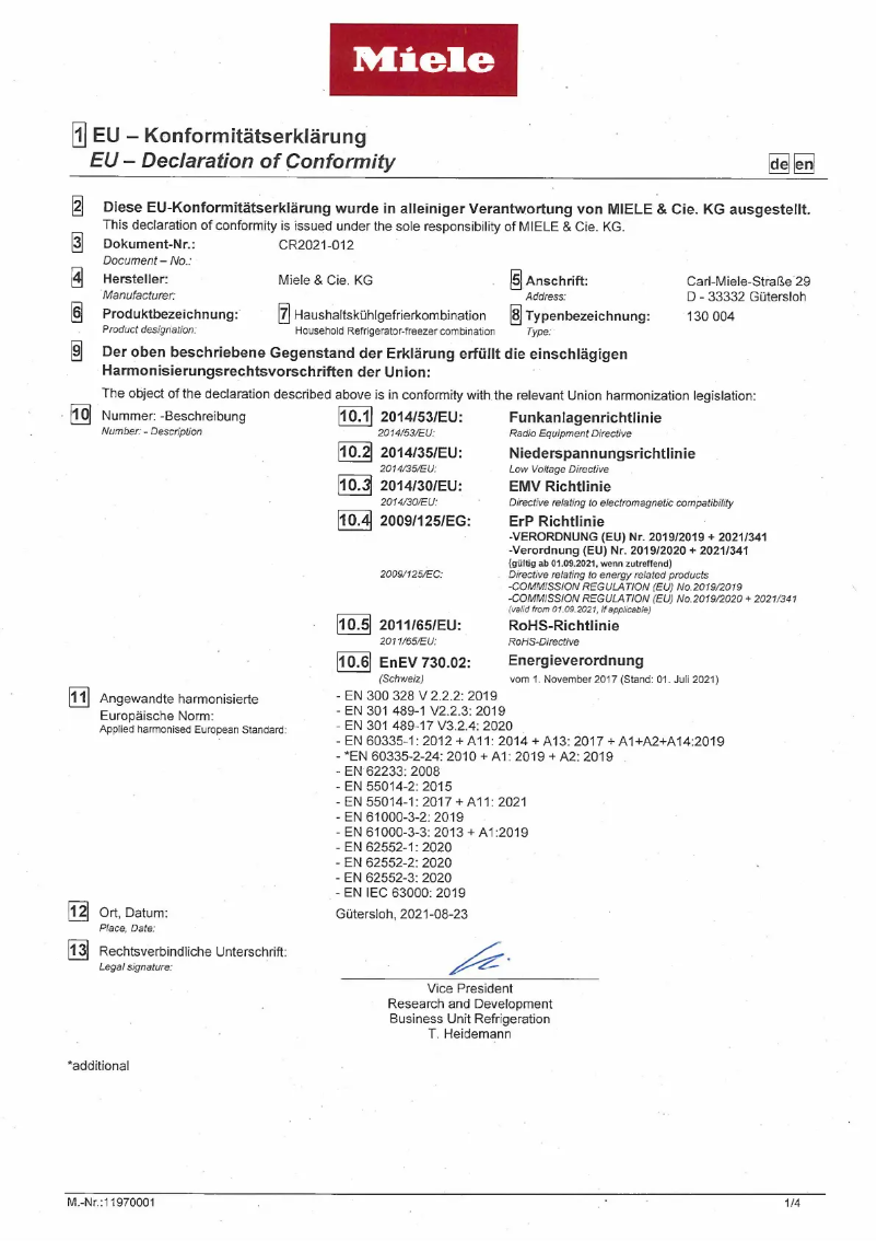 Page 1 de la notice Manuel utilisateur Miele KFN 7774 D