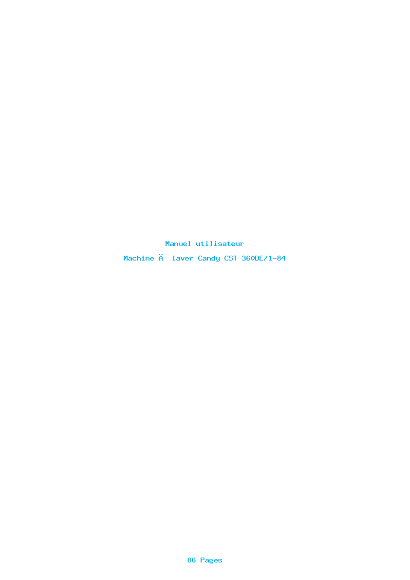 Page 1 de la notice Manuel utilisateur Candy CST 360DE/1-84