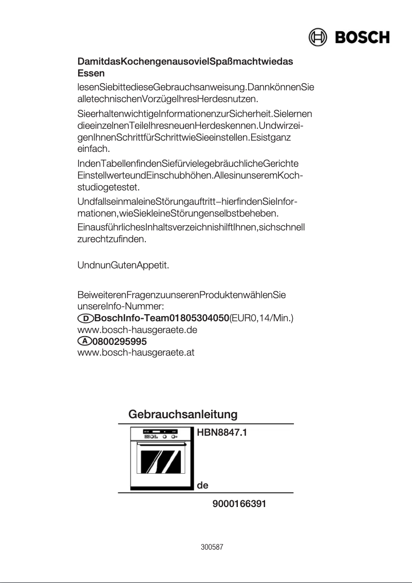 Page 1 de la notice Manuel utilisateur Bosch HBN884751