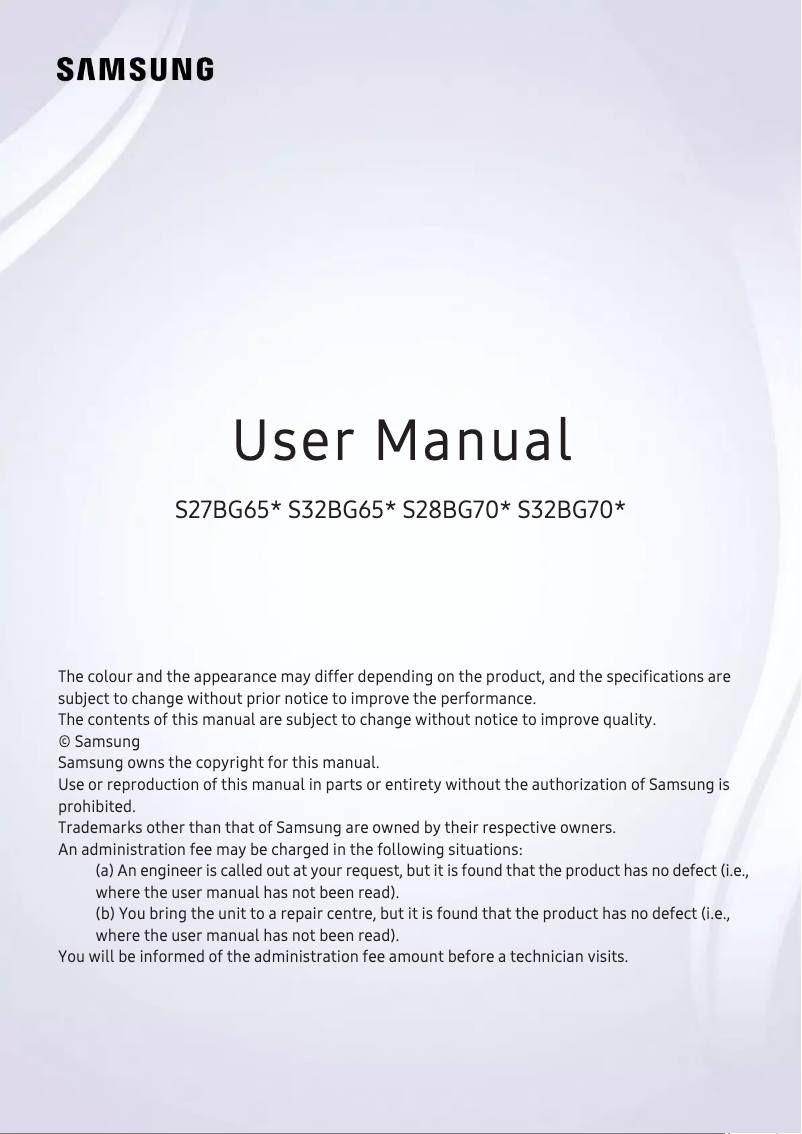 Page 1 de la notice Manuel utilisateur Samsung S28BG702E
