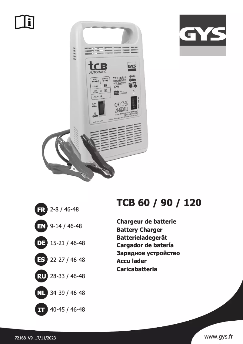 Page 1 of the manual User Manual GYS TCB 120