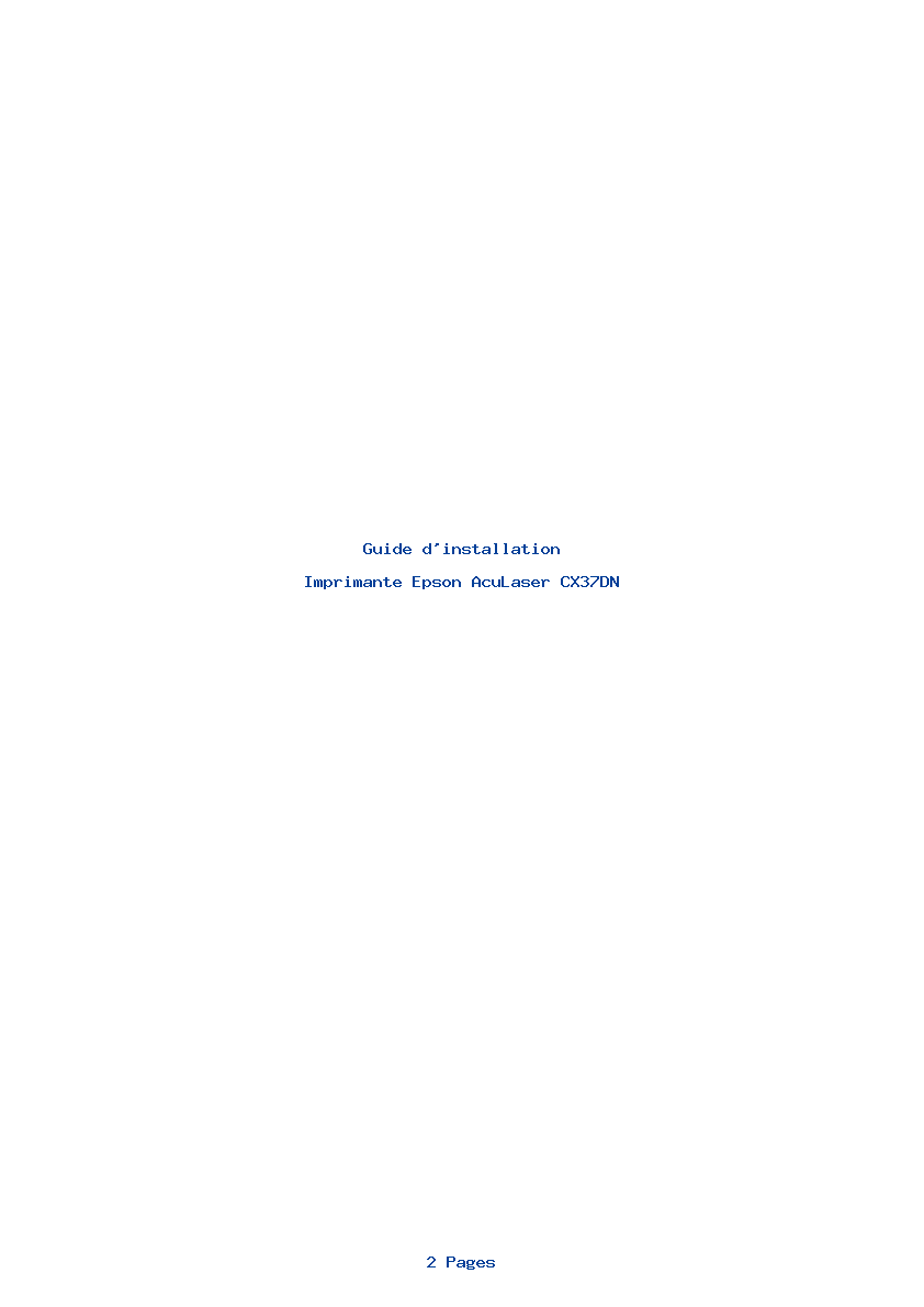 Page 1 de la notice Guide d'installation Epson AcuLaser CX37DN