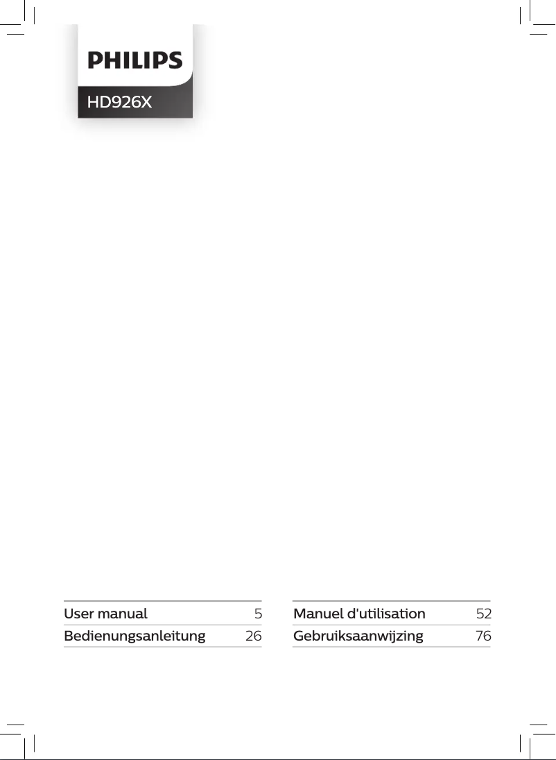 Page 1 of the manual User Manual Philips Airfryer XL HD9262