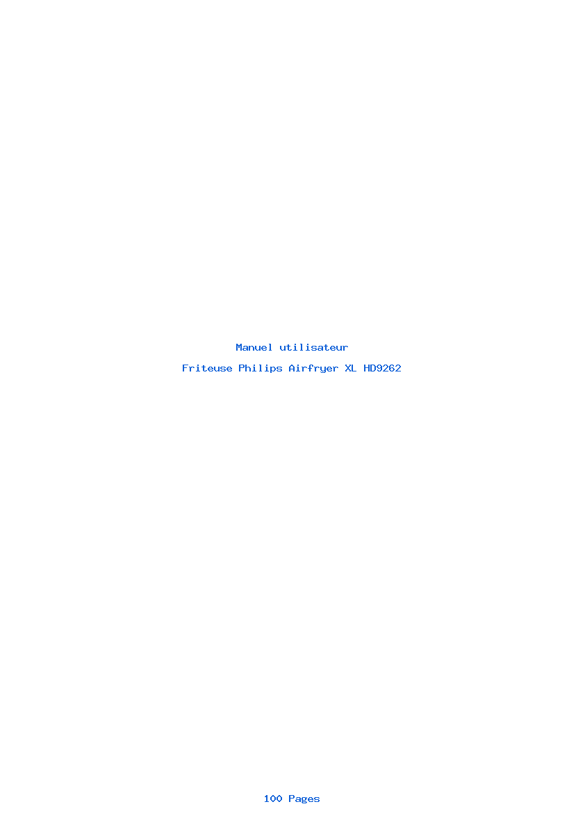 Page 1 de la notice Manuel utilisateur Philips Airfryer XL HD9262