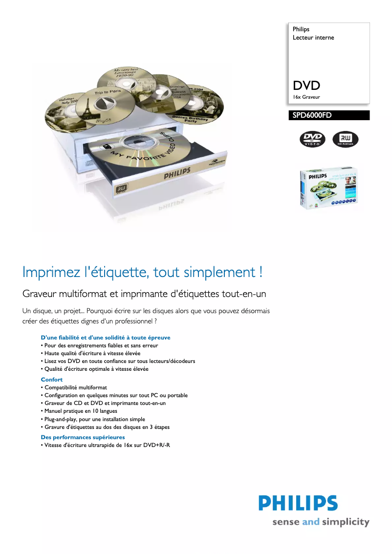 Página 1 del manual Ficha técnica Philips SPD6000FD