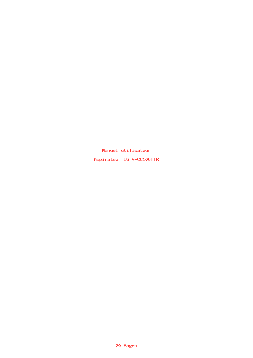 Page 1 de la notice Manuel utilisateur LG V-CC106HTR