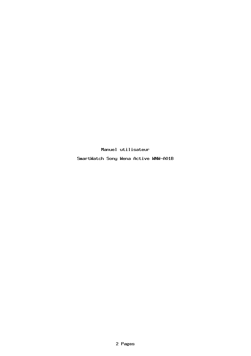 Page 1 de la notice Manuel utilisateur Sony Wena Active WNW-A01B
