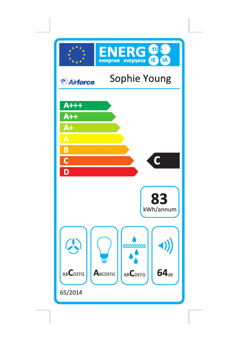 Page 1 of the manual Energy Label Airforce Sophie