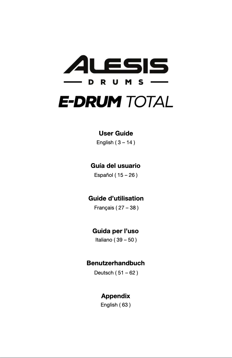 Page 1 de la notice Manuel utilisateur Alesis E-Drum Total