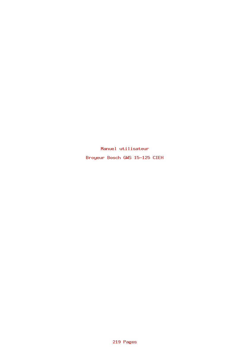 Page 1 de la notice Manuel utilisateur Bosch GWS 15-125 CIEH
