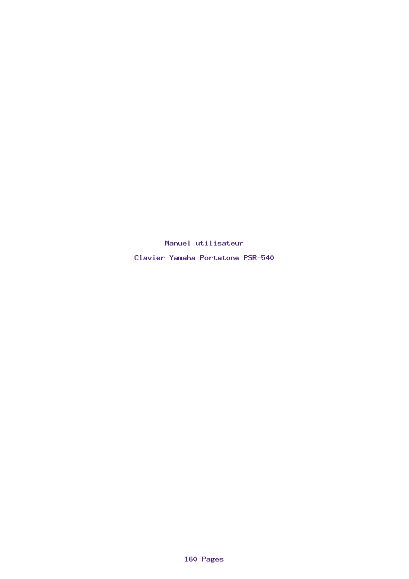 Page 1 de la notice Manuel utilisateur Yamaha Portatone PSR-540