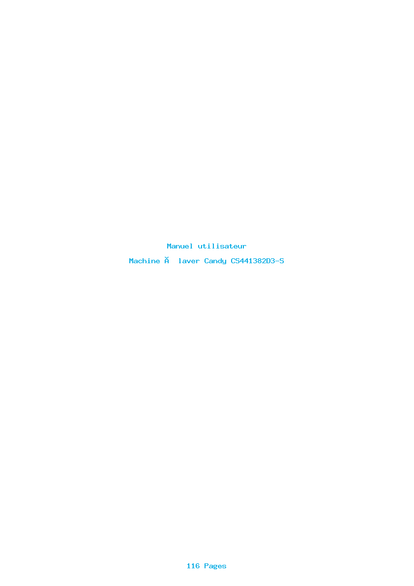 Page 1 de la notice Manuel utilisateur Candy CS441382D3-S