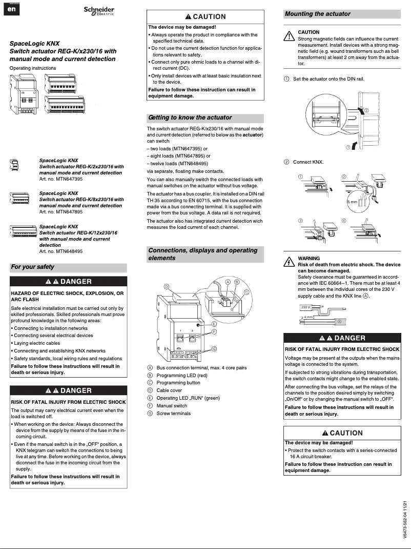 Page 1 de la notice Manuel utilisateur Schneider MTN647395