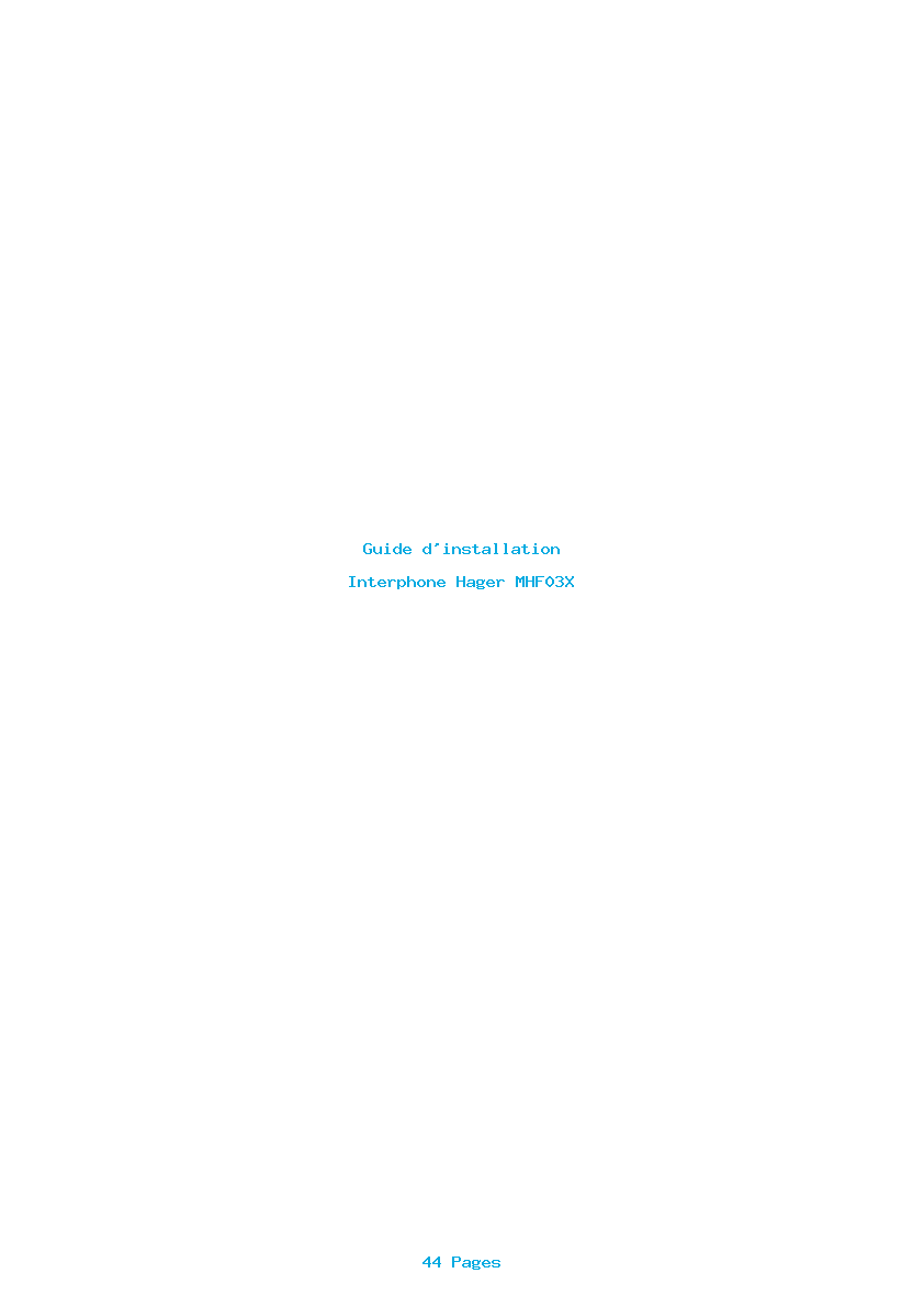 Page 1 de la notice Guide d'installation Hager MHF03X