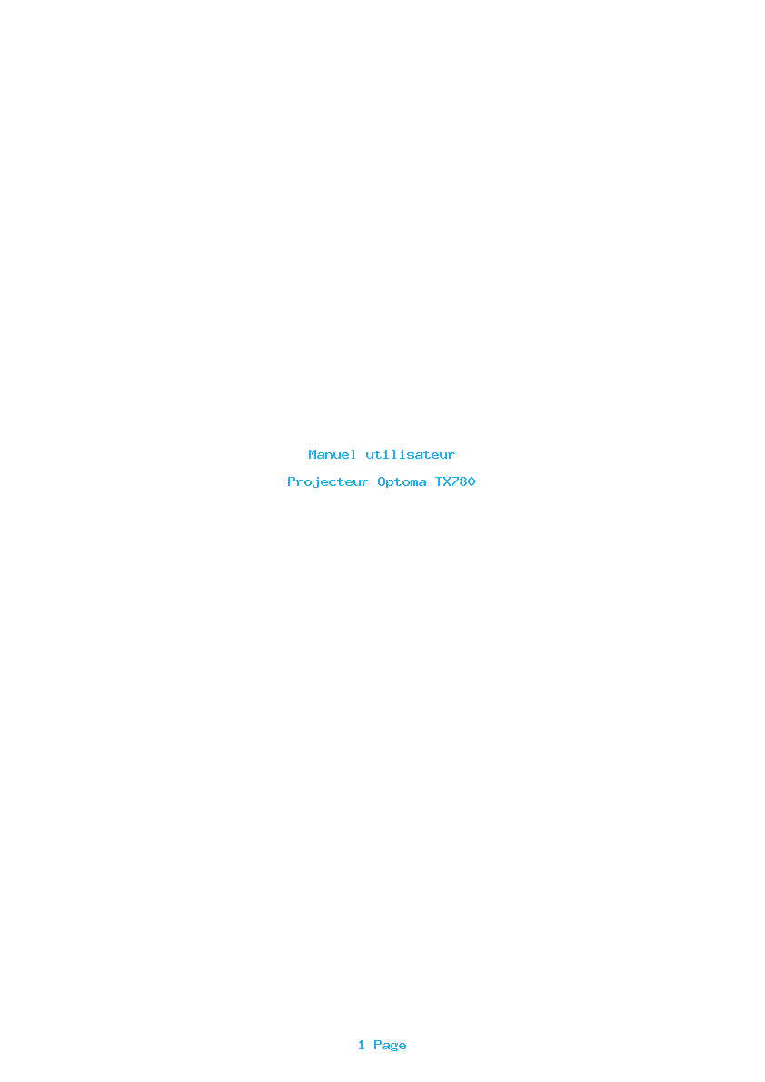Page 1 de la notice Manuel utilisateur Optoma TX780