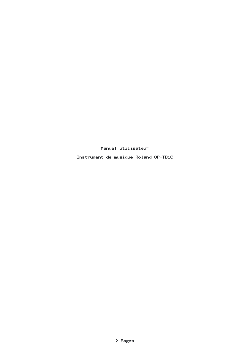 Page 1 de la notice Manuel utilisateur Roland OP-TD1C