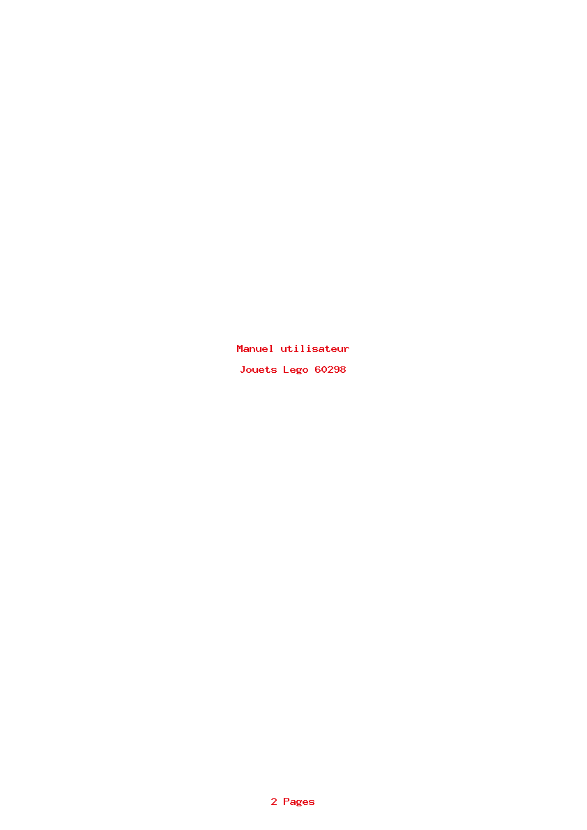 Page 1 de la notice Manuel utilisateur Lego 60298