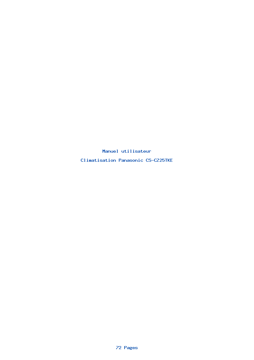 Page 1 de la notice Manuel utilisateur Panasonic CS-CZ25TKE