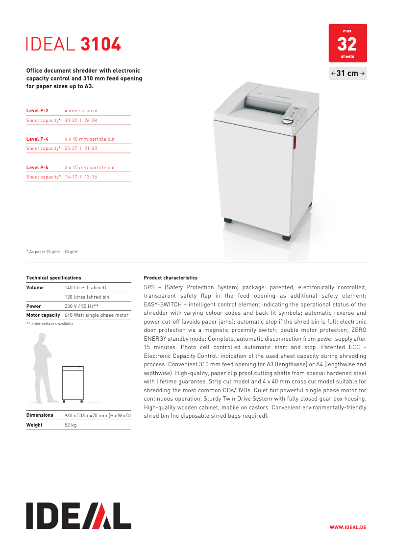 Página 1 del manual Ficha técnica Ideal 3104 CC
