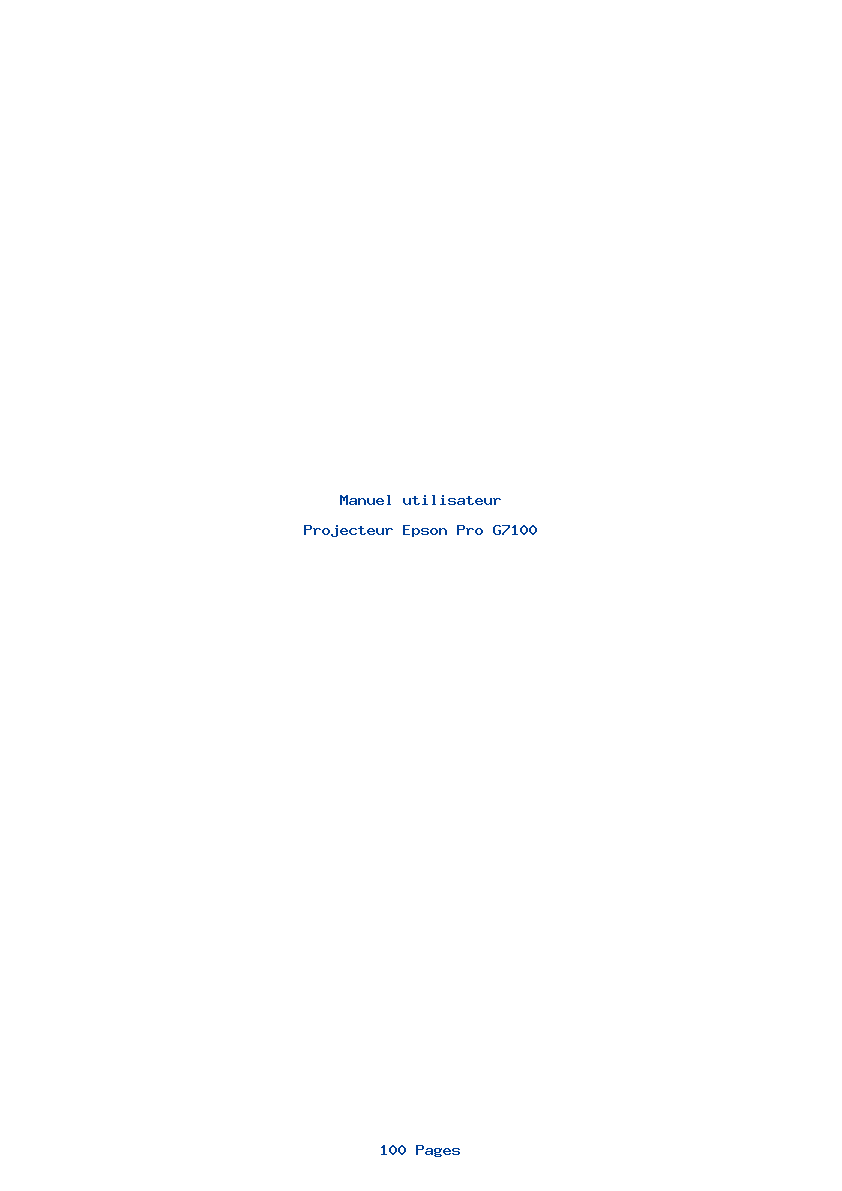 Page 1 de la notice Manuel utilisateur Epson Pro G7100