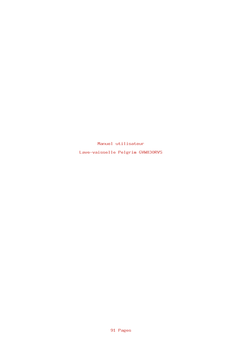 Page 1 de la notice Manuel utilisateur Pelgrim GVW830RVS