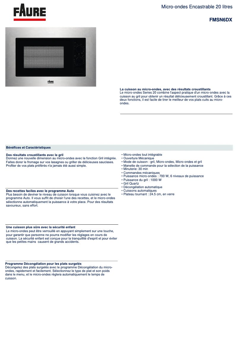 Página 1 del manual Ficha técnica Electrolux FMSN6DX