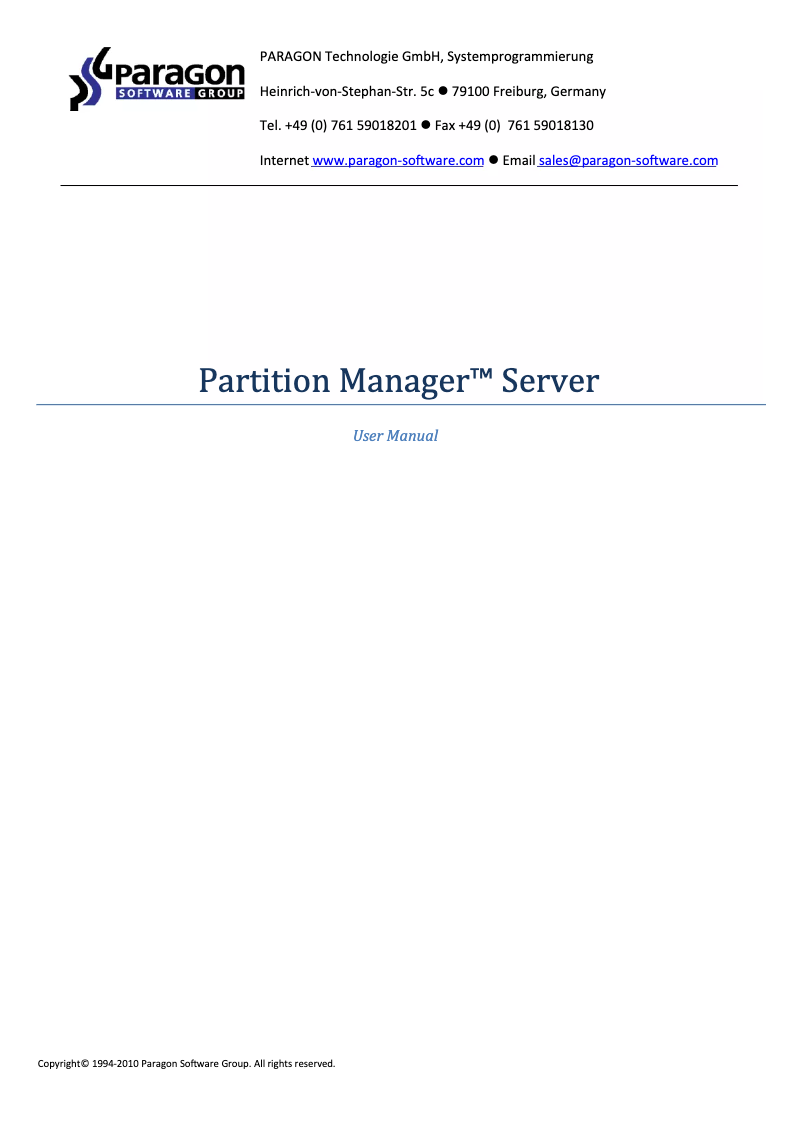 Page 1 of the manual User Manual Paragon PSG-161-SEG-TLB1