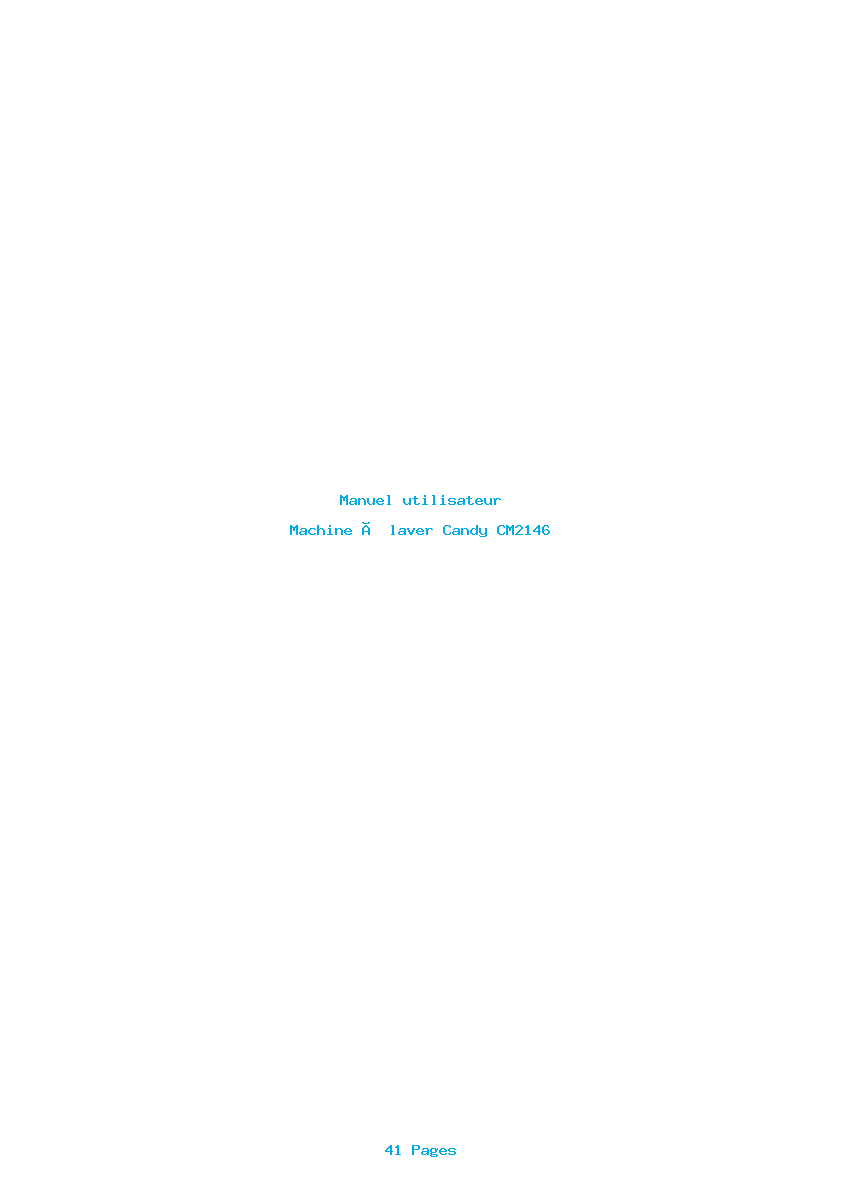 Page 1 de la notice Manuel utilisateur Candy CM2146