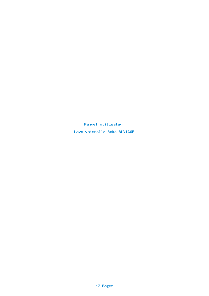 Page 1 de la notice Manuel utilisateur Beko BLVI66F