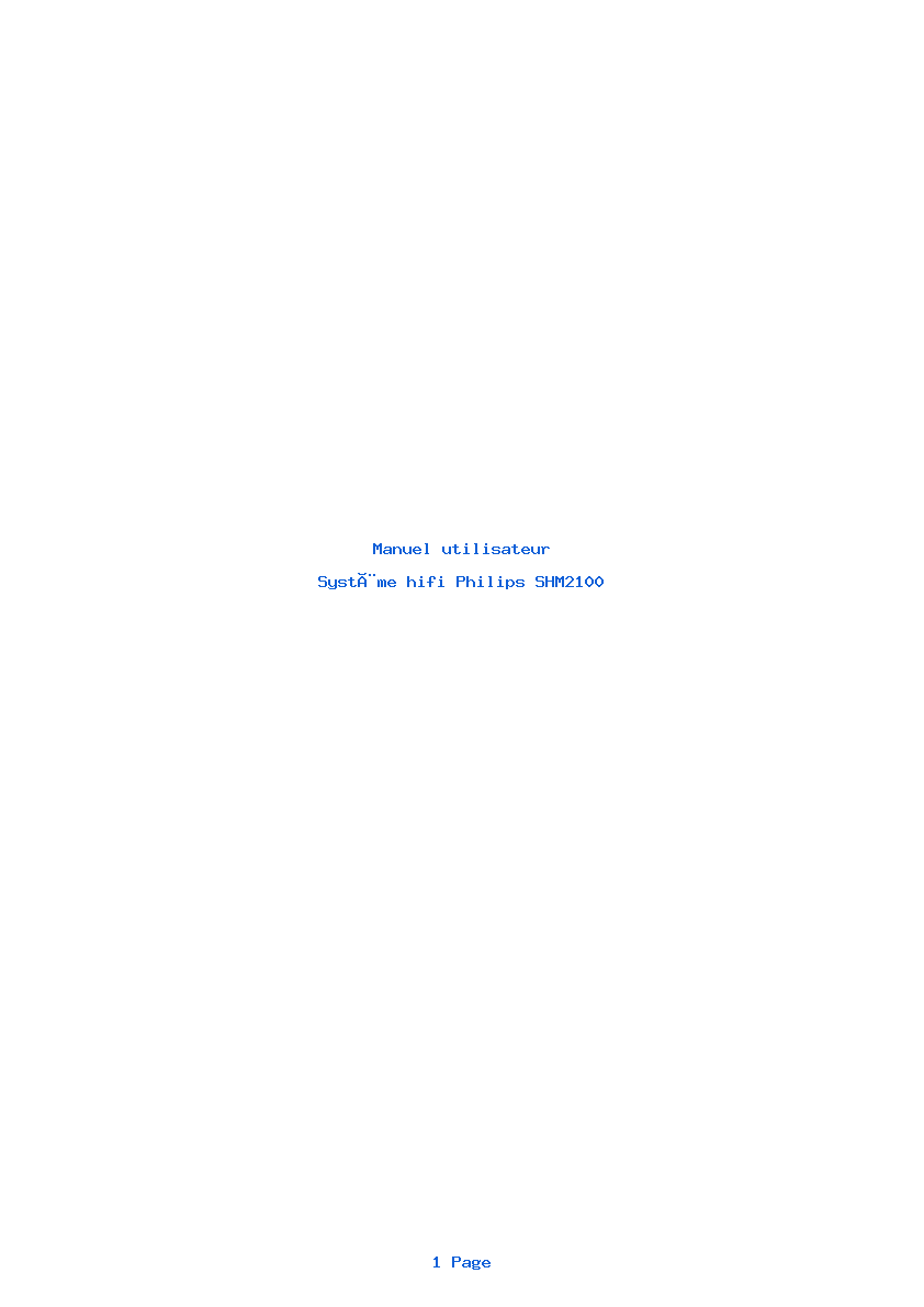 Page 1 de la notice Manuel utilisateur Philips SHM2100
