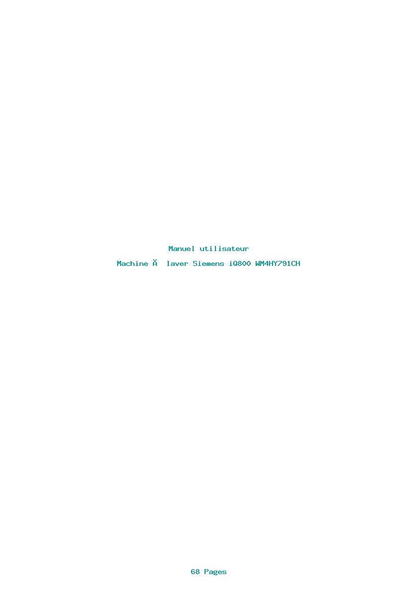 Page 1 de la notice Manuel utilisateur Siemens iQ800 WM4HY791CH