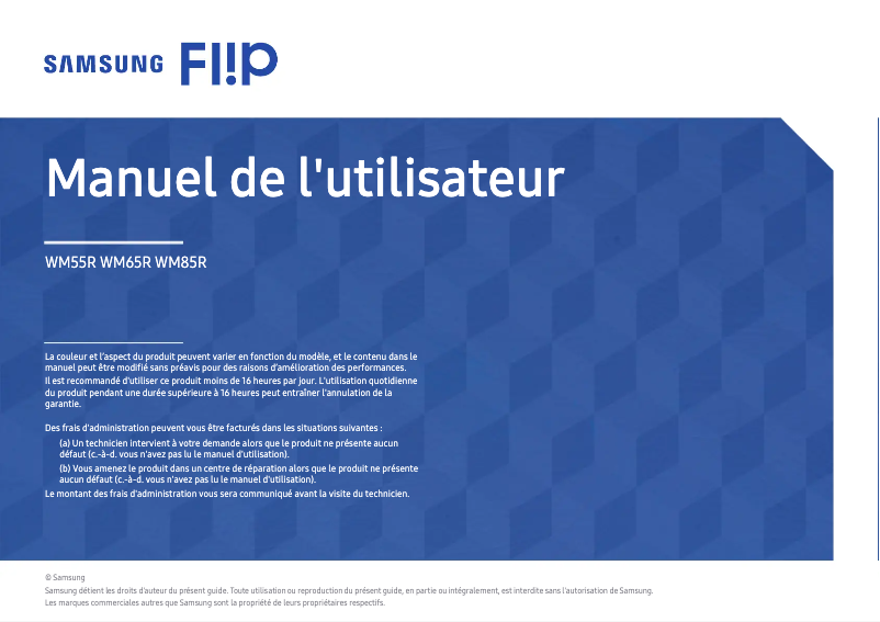 Image de la première page du manuel de l'appareil Flip 2 WM85R