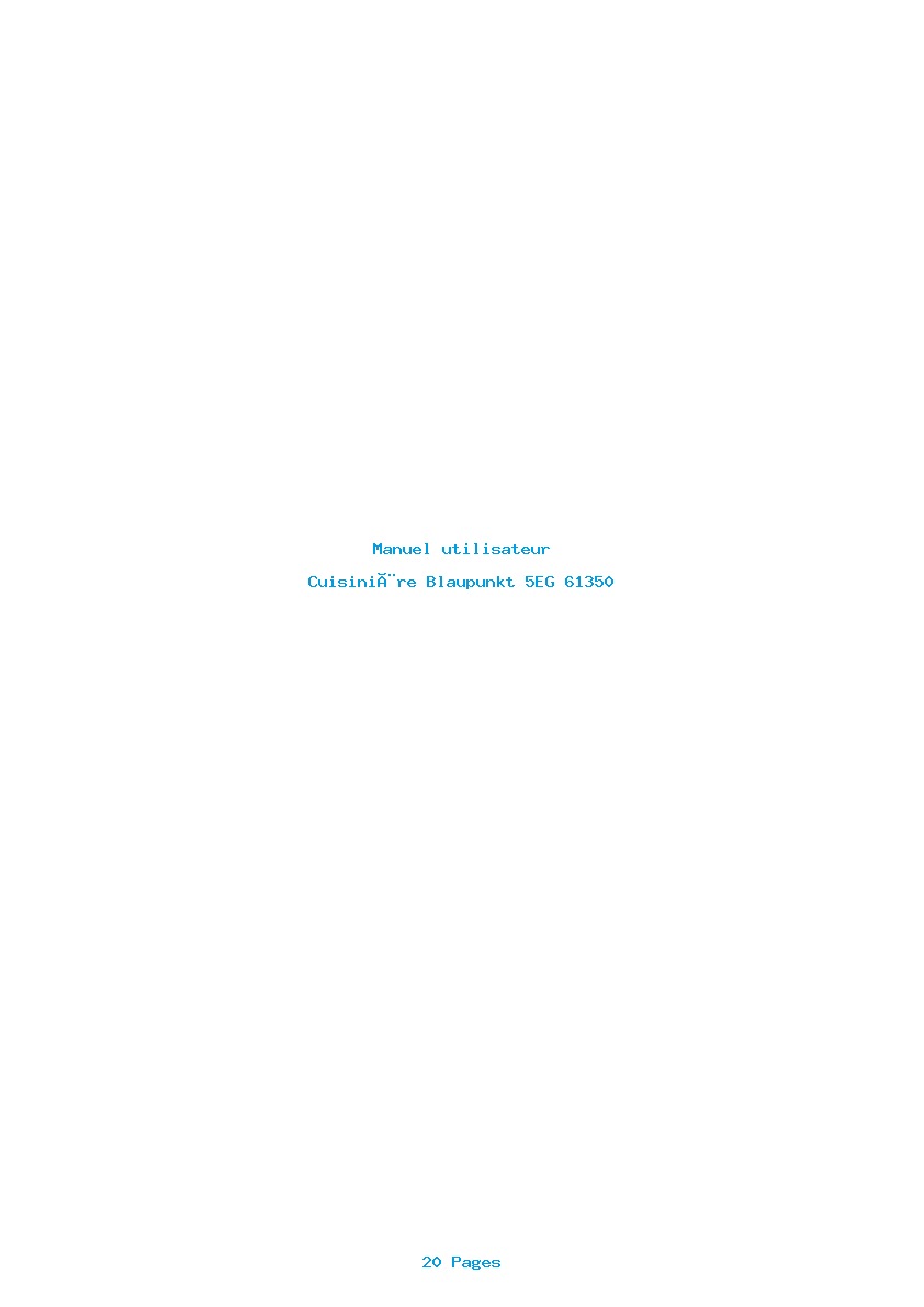 Page 1 de la notice Manuel utilisateur Blaupunkt 5EG 61350