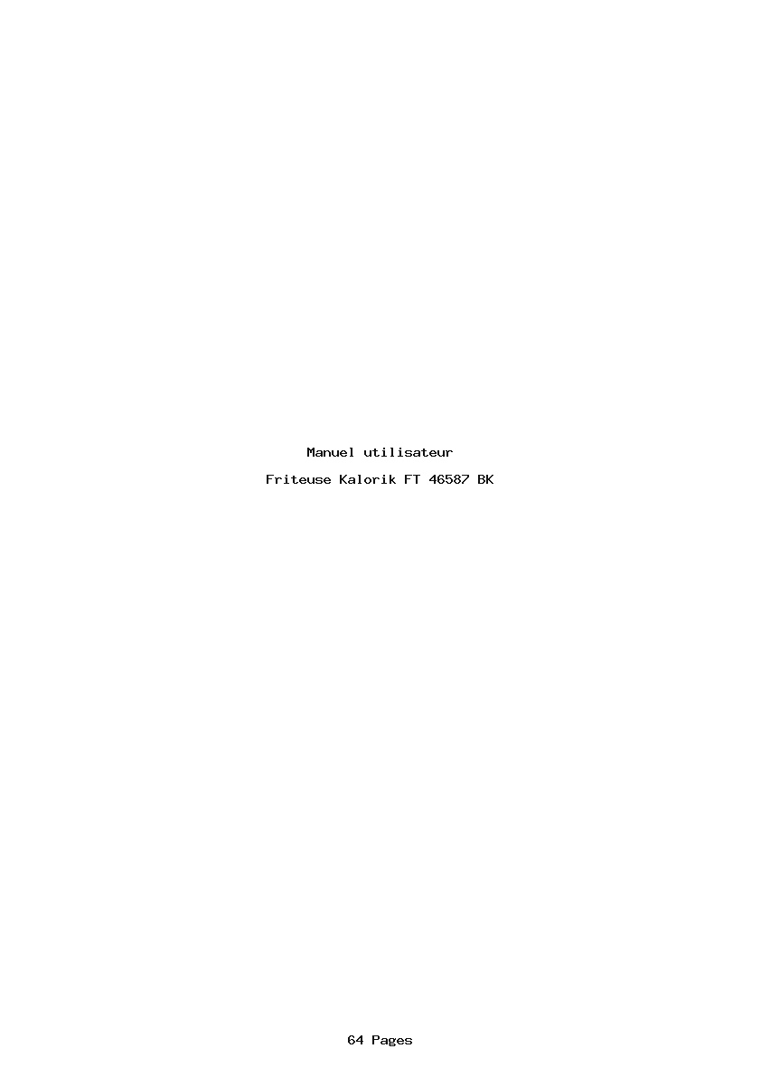 Image de la première page du manuel de l'appareil FT 46587 BK