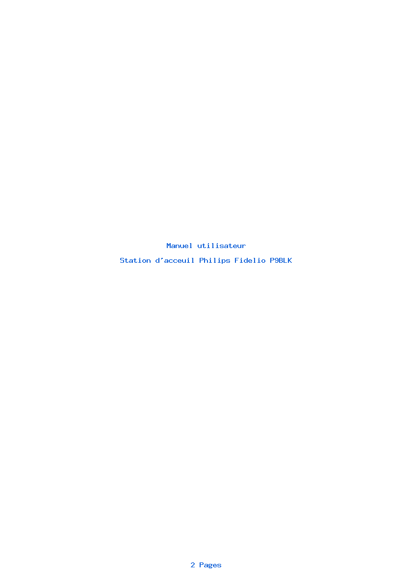 Page 1 de la notice Manuel utilisateur Philips Fidelio P9BLK