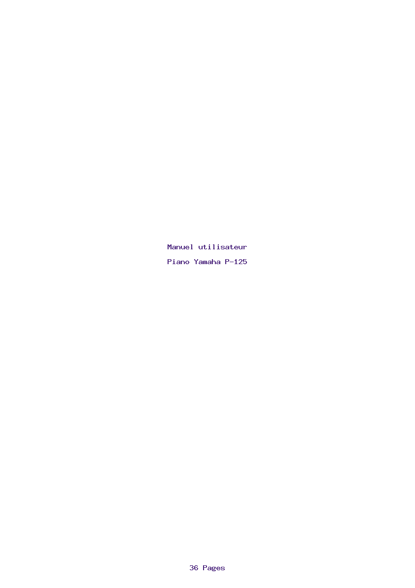 Page 1 de la notice Manuel utilisateur Yamaha P-125