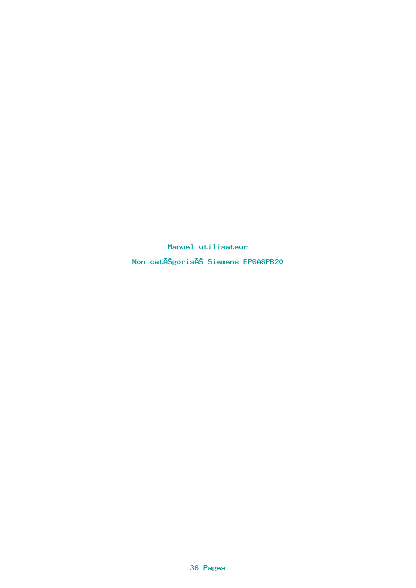 Page 1 de la notice Manuel utilisateur Siemens EP6A8PB20