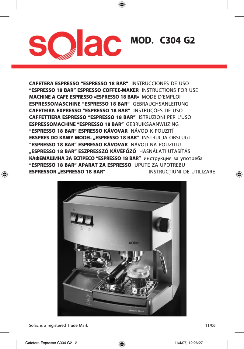 Page 1 de la notice Manuel utilisateur Solac C304G2