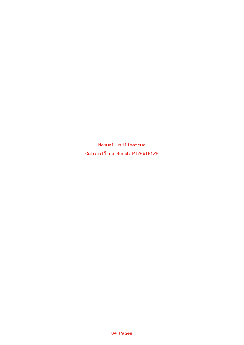 Page 1 de la notice Manuel utilisateur Bosch PIY651F17E