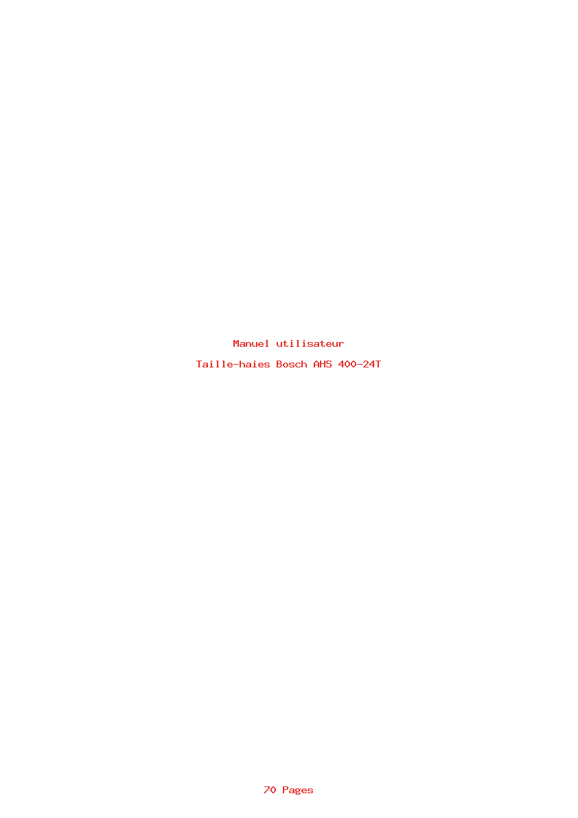 Page 1 de la notice Manuel utilisateur Bosch AHS 400-24T