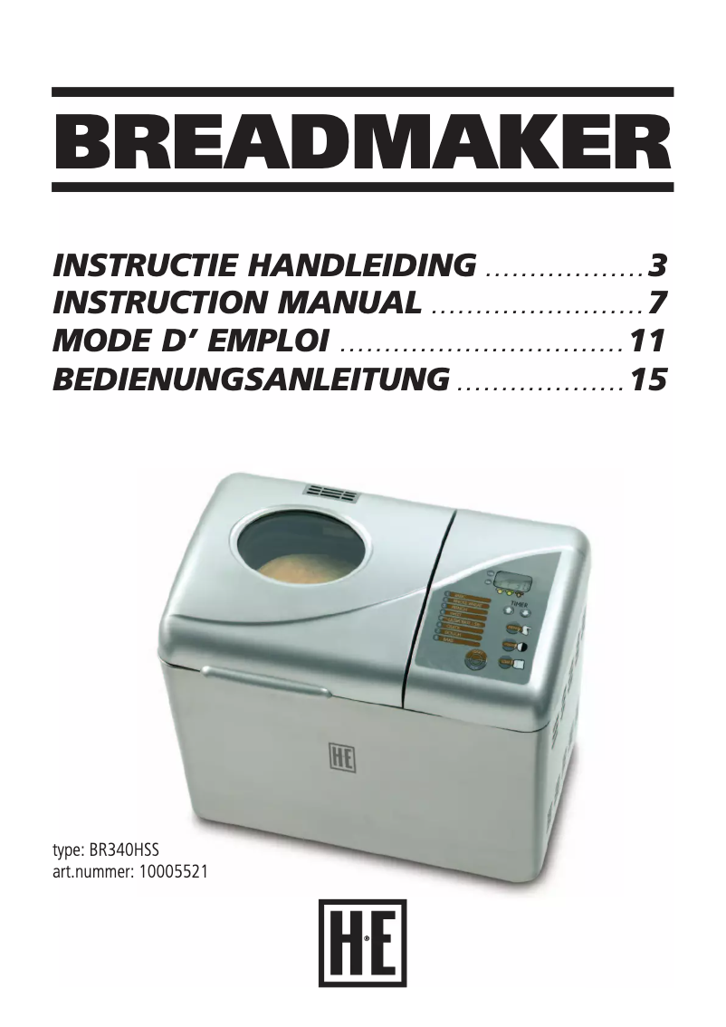 Page 1 de la notice Manuel utilisateur Holland Electro BR340HSS