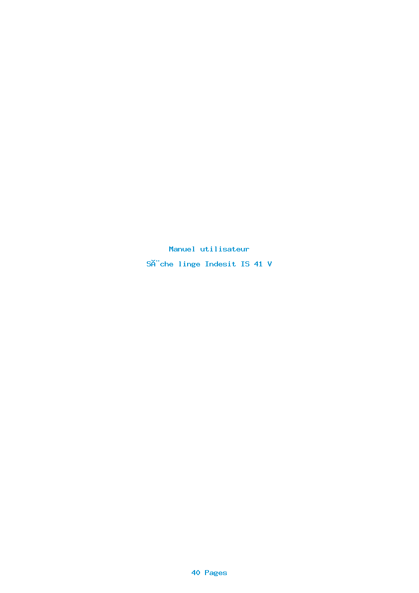 Page 1 de la notice Manuel utilisateur Indesit IS 41 V