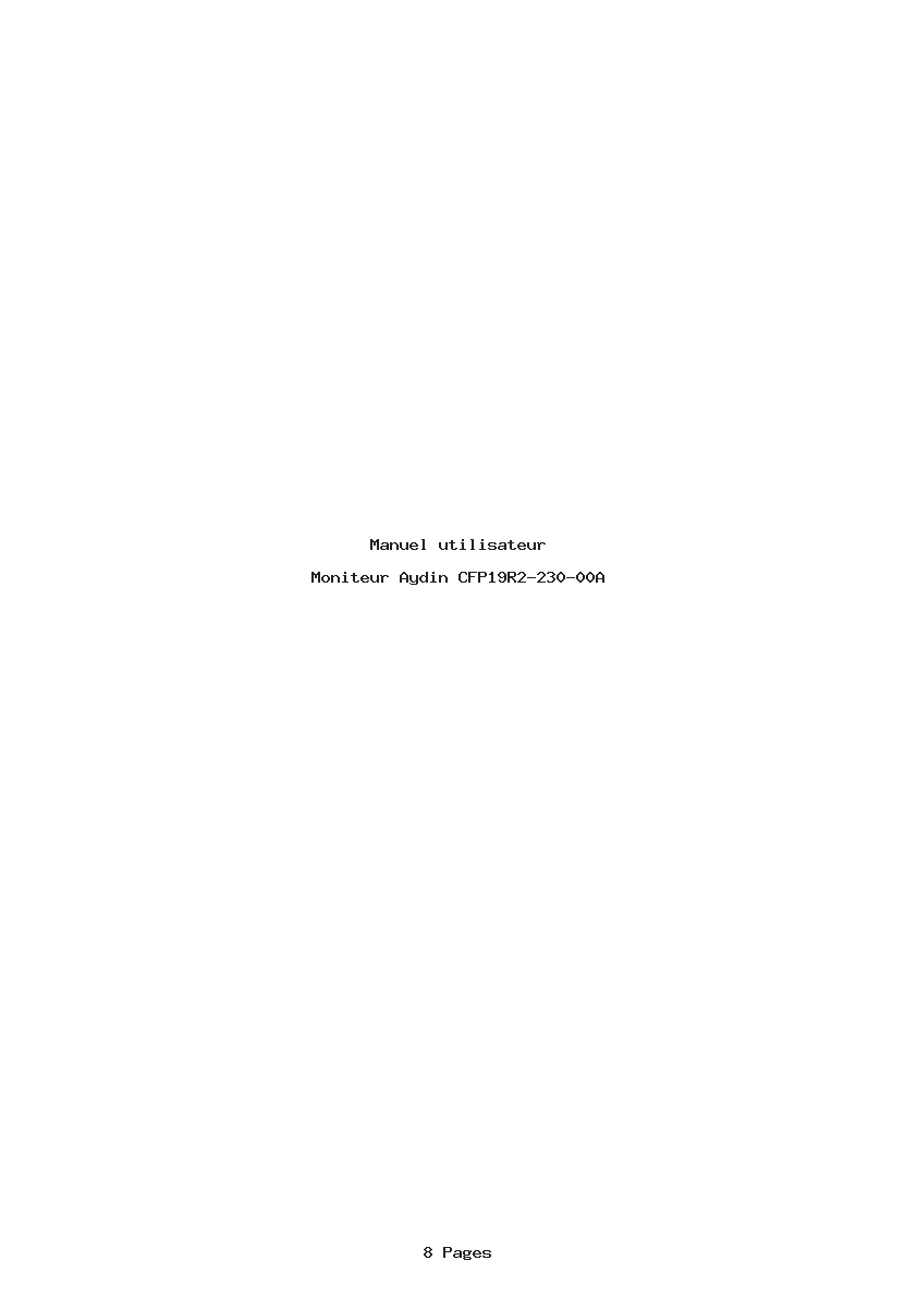 Page 1 de la notice Manuel utilisateur Aydin CFP19R2-230-00A