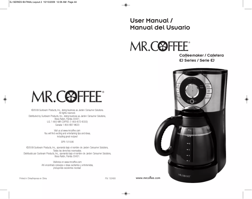 Page 1 de la notice Manuel utilisateur Mr. Coffee BVMC-EJX33